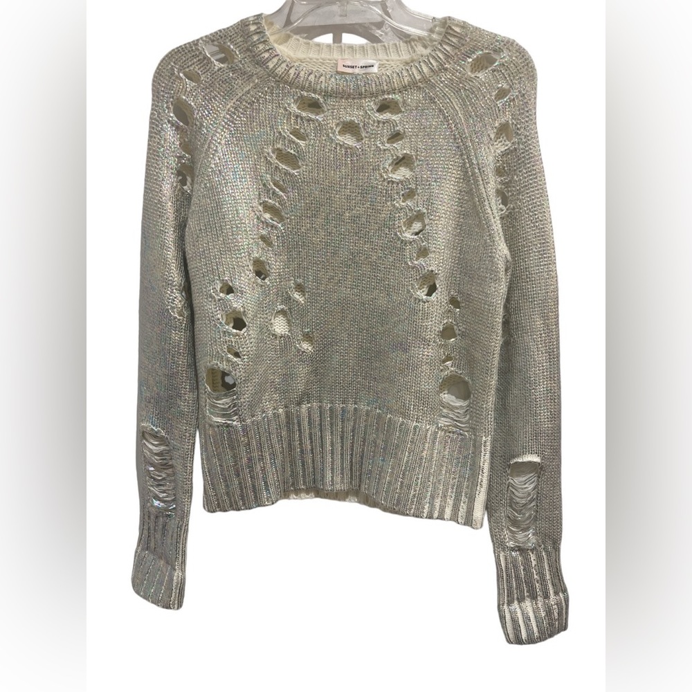 Sunset + Spring Metallic Iridescent Distressed Sw… - image 6